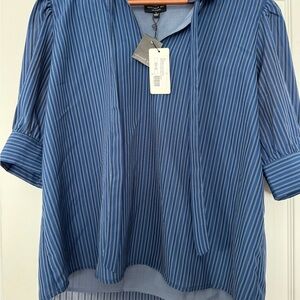 Current Air Blue Pinstripe Blouse